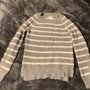 Gray and white sweater